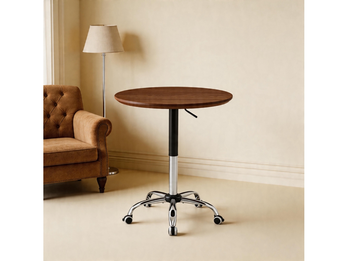 Mesa Lateral Giratória Altura Ajustável Nogueira 70cm