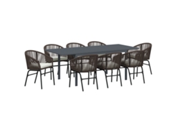 Conjunto 9 Conjunto De Jantar Para Jardim Vidaxl Castanho Vime Pe (211,5 X 90 X 74 Cm)