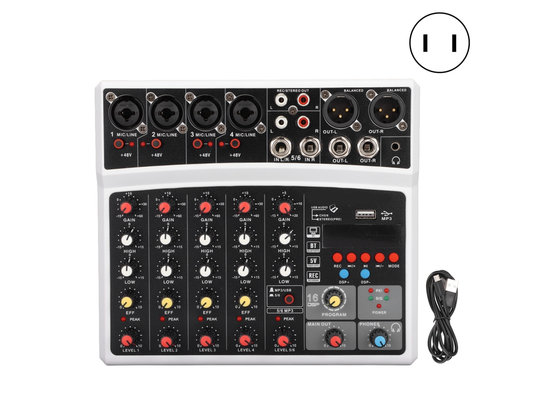 Mixer 6 Canais LAXISCREED Digital Profissional