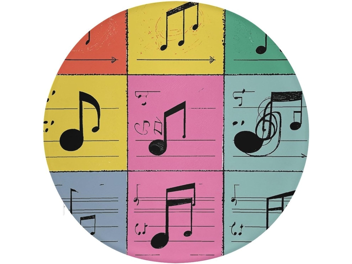 Almofada Redonda Para Assento Com Estampa De Notas Musicais, Almofadas Para Cadeira, Antiderrapantes, Removíveis, Para