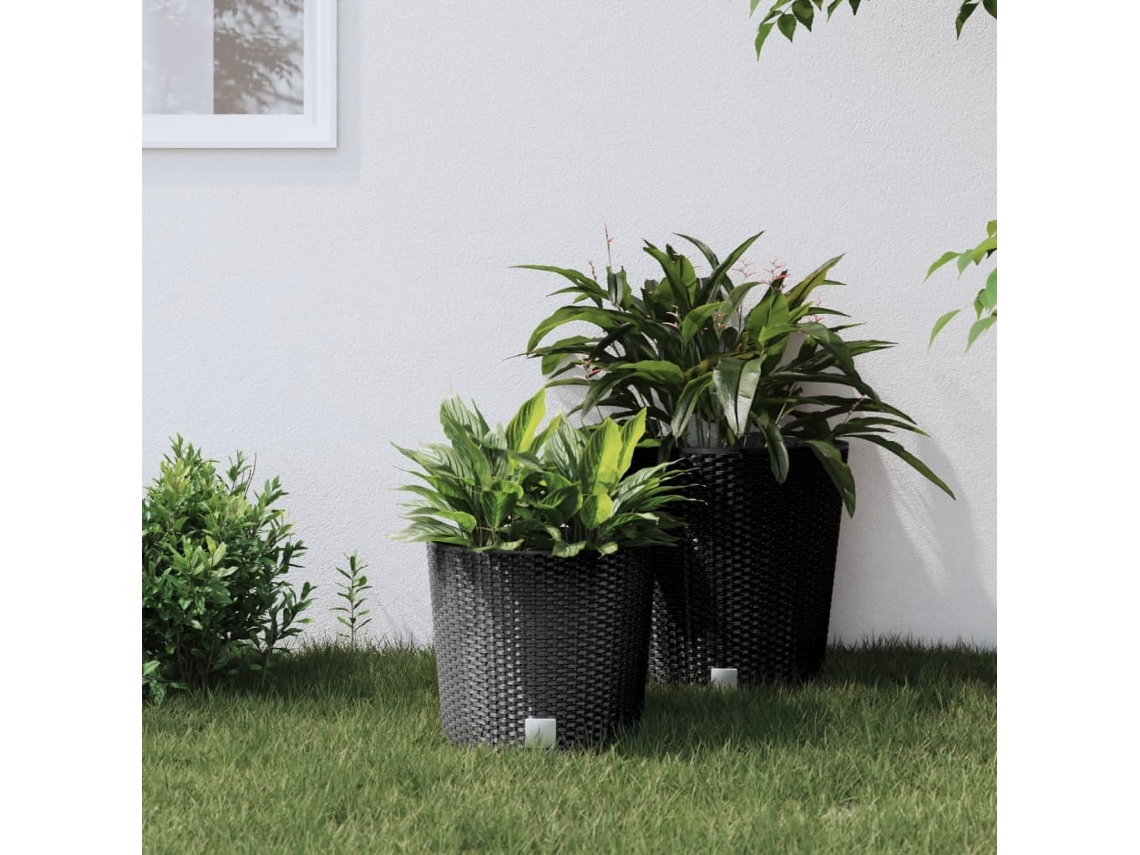 Vidaxl Vaso Com Interior Removível 15 / 15,3 L Vime Pp Antracite