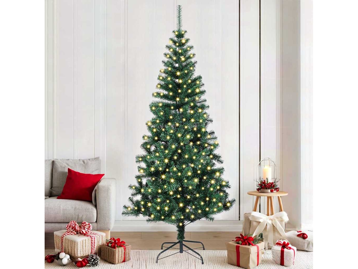 Vidaxl Árvore De Natal Artificial Pré-iluminada Verde 210 Cm