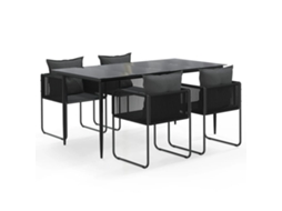 Garden Dining Set, Garden Dining Sets Vidaxl Preto Aço (160 Cm Table Length)