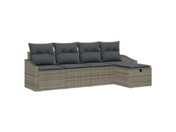 Conjunto de Sofás com Almofada 5 Pcs Conjunto de Móveis de Jardim | Cinzeto Vime Pe HARLANV1