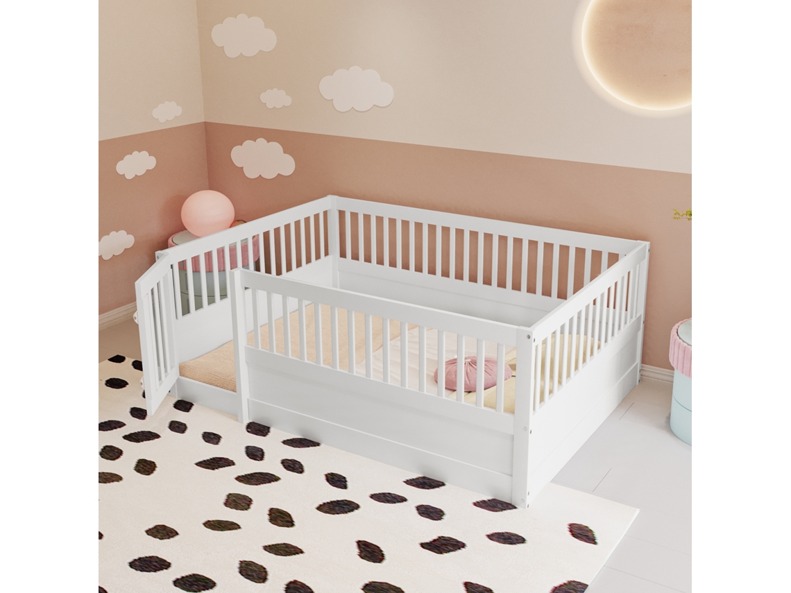 Cama de Casal VSOGA, 140x200 cm, Arrumação, Entrada USB, Linho, Base, Sem Colchão