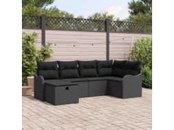 Vidaxl Conjunto De Sofá De Jardim 6 Unid. 6-número De Lugares Preto