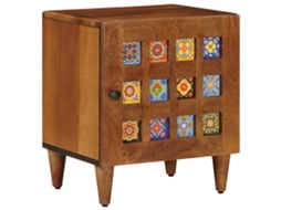 Conjunto 1 Mesa De Madeira Vidaxl Castanho Madeira De Mangueira Maciça (40 X 33 X 46 Cm)