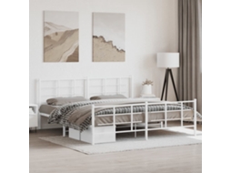 Vidaxl Estrutura De Cama Com Cabeceira E Pés 193x203 Cm Metal Branco