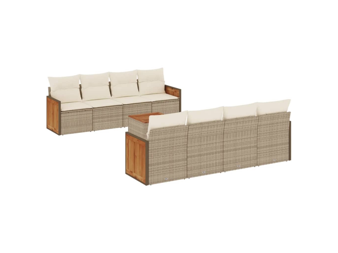 Maison Exclusive - 9 Pcs Conjunto De Sofás P/ Jardim Com Almofadões Vime Pe Bege