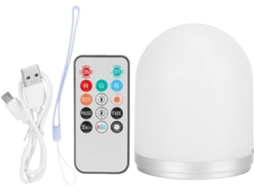 Luz noturna LED recarregável via USB, com intensidade ajustável.