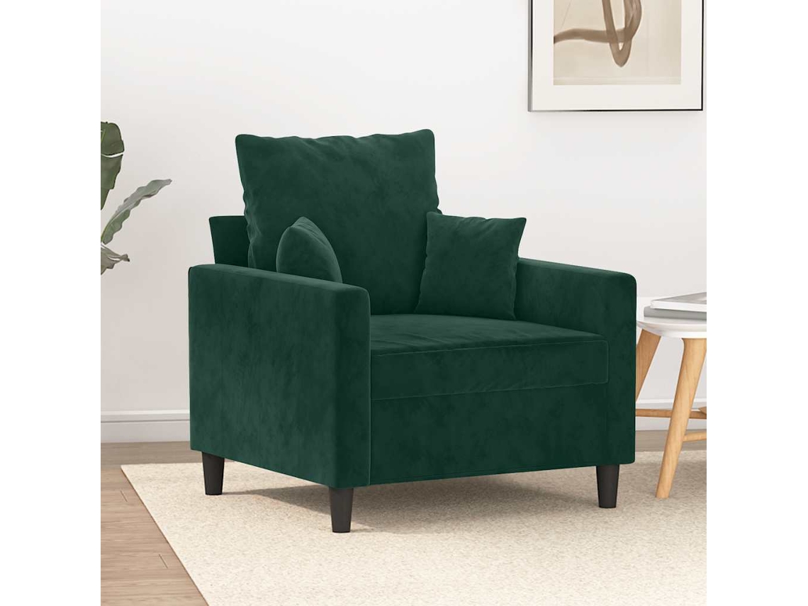 Vidaxl Poltrona 60 Cm Veludo Verde-escuro