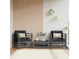 Vidaxl Cadeiras De Jardim C/ Almofadões 2 Pcs Pinho Maciço Cinzento