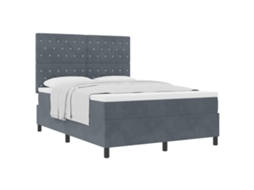 Cama Box com Colchão Cinza Escuro 160 X 200 Cm Veludo MAISON EXCLUSIVE