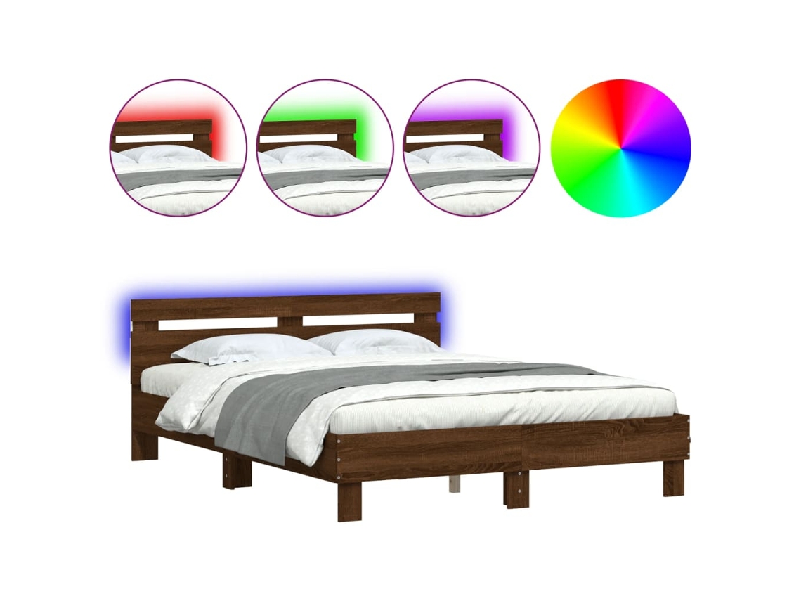 Bed Frame, Bed Frames Vidaxl Marrom Madeira Processada (140 X 200 Cm)