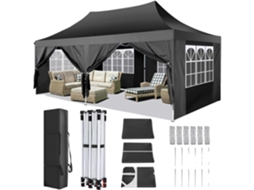 Tenda Pop Up, Tecido Impermeável, Alturas Ajustáveis, Preto OEM