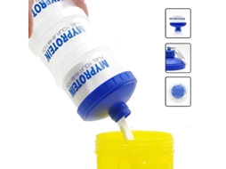 Caixa Portátil Multicamadas para Armazenamento de Proteína em Pó, com Funil e Alça, Feita de Plástico Ecológico e Hermético, Tamanho L. MDUG (azul)