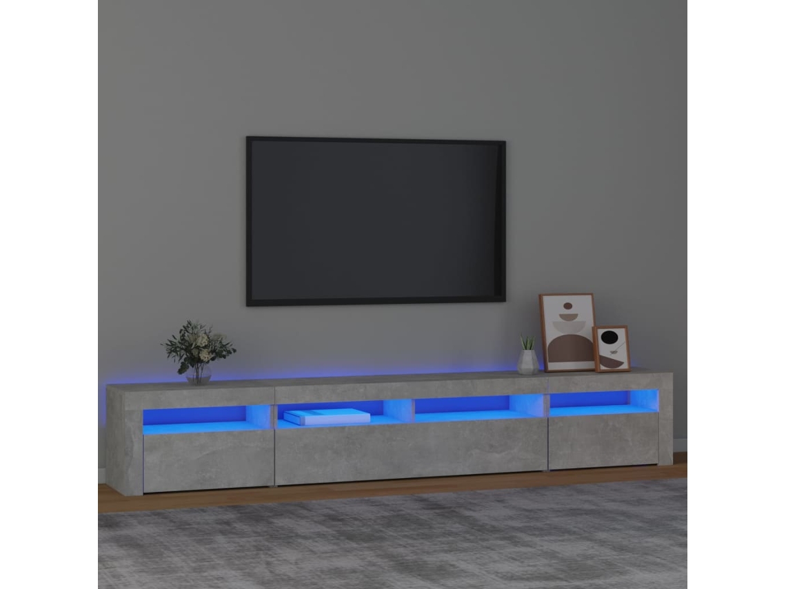 Vidaxl Móvel De Tv Com Luzes Led 240x35x40 Cm Cinzento Cimento