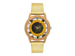 Reloj De Cuarzo Unisex Casual Con Correa De Silicona Y Dial Girasol (oro)
