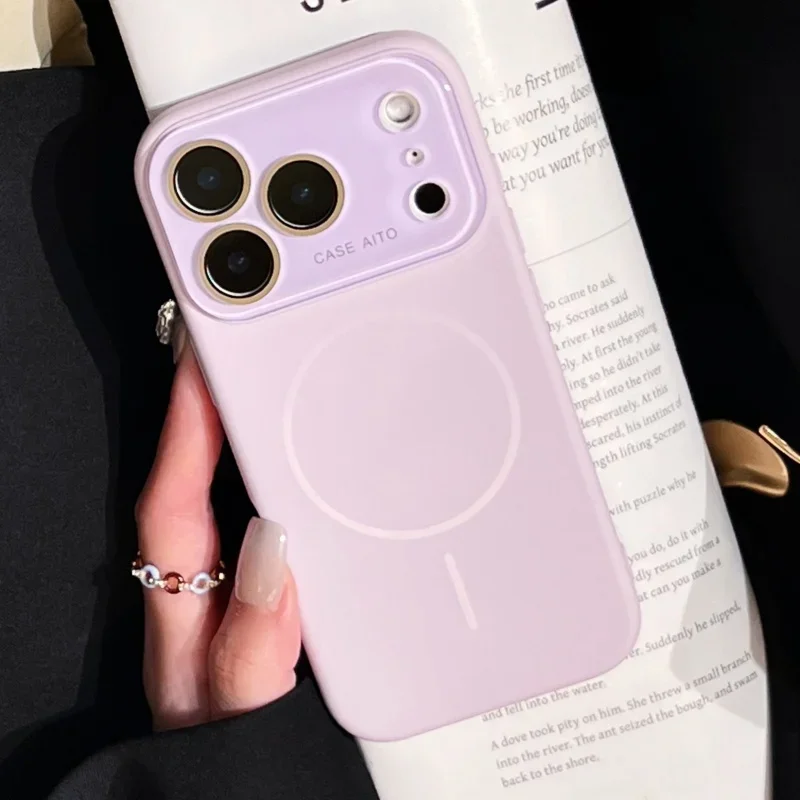 Capa Protetora (roxa Para Iphone 15) Com Fixação Magnética Líquida.