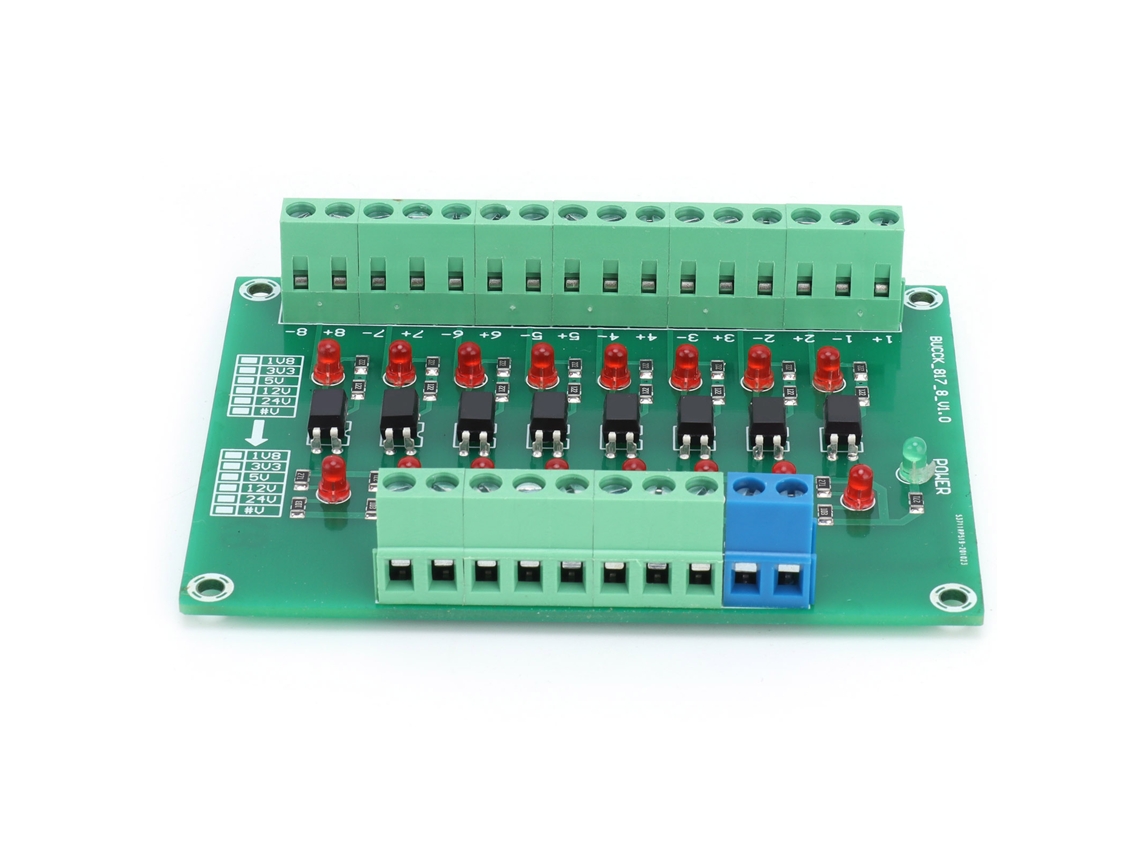 Módulo de Isolamento Óptico 8 Canais Conversor de Sinal PLC 20khz 12v a 3.3v