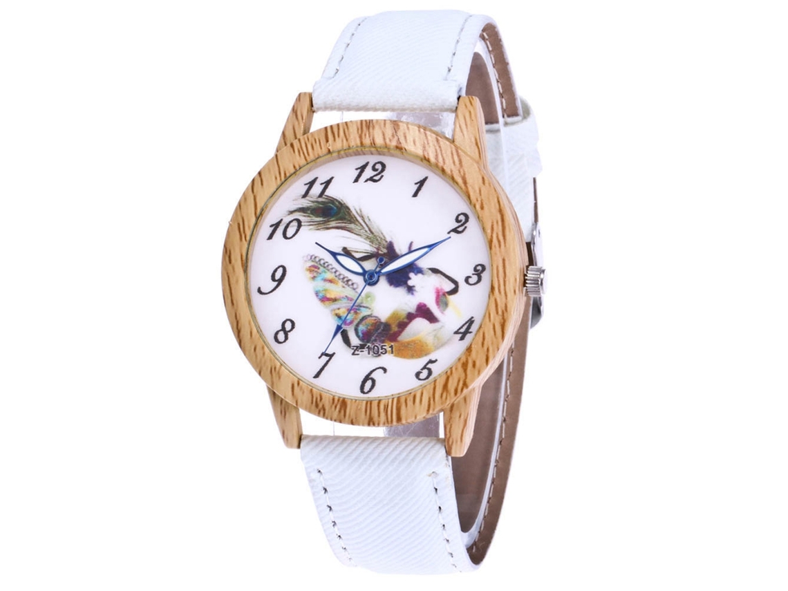 Reloj De Cuarzo Con Correa De Denim Moda Para Mujer Dial Redondo Simple Pulsera Blanca