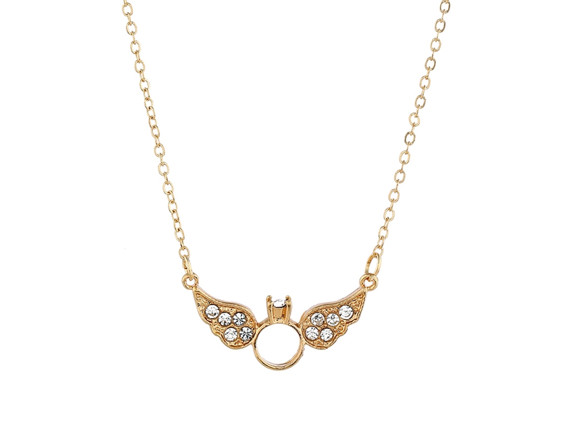 Colar De Mulher Liga Leve Com Pingente De Asa E Strass Presente