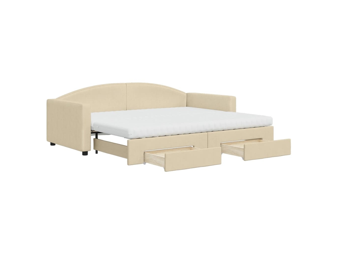 Daybed With Trundle, Daybeds With Trundles Vidaxl Creme Tecido (90 X 200 Cm)