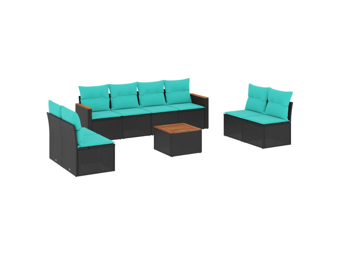 Conjunto de Sofá de Jardim, 5 Peças, Almofadas, Rattan Preto MAISON EXCLUSIVE