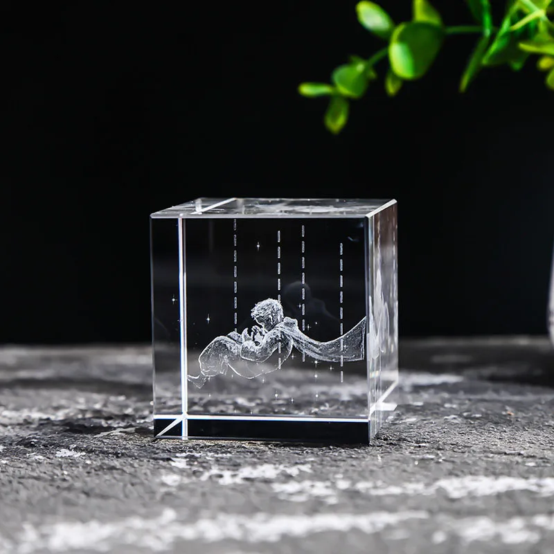 Cubo de Cristal Quadrado de 40mm para Joias, com Prisma de Vidro Gravado a Laser em 3d MDUG (estilo 14 40mm)