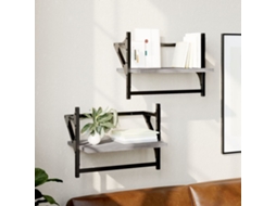 Vidaxl Prateleiras De Parede C/ Barras 2 Pcs 40x25x30 Cm Cinza Sonoma