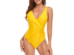 Maiô Feminino Amarelo S com Cinto Ajustável e Decote V
