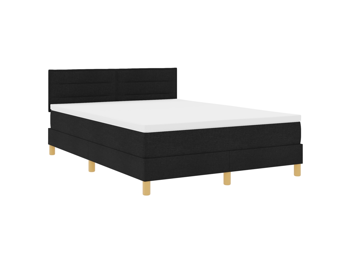 Conjunto 1 Cama Box Vidaxl Preto Tecido (140 X 200 Cm)