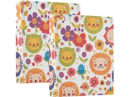 Pasta Escolar Flor de Leão de 1 ou 2 unidades, 3 anéis com sacos internos, embalagem com 1 ou 2 unidades, camada rígida, materiais