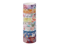 Fita Adesiva Decorativa De Papel Washi, Com Estampa De Flor Em Tom Bronze, 8 Rolos De 5 Metros Cada, Para Artesanato,