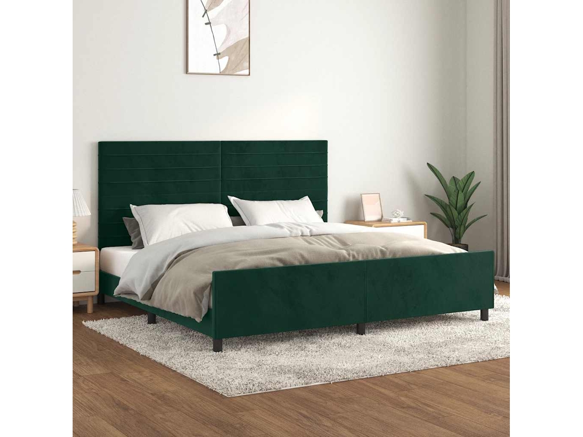 Vidaxl Estrutura De Cama Sem Colchão 200x200 Cm Veludo Verde-escuro
