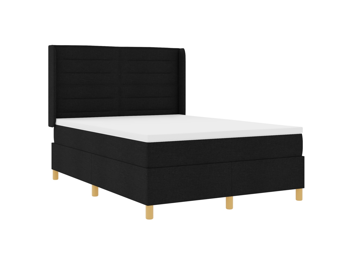 Conjunto 1 Cama Contemporânea Vidaxl Preto Tecido (140 X 190 Cm)