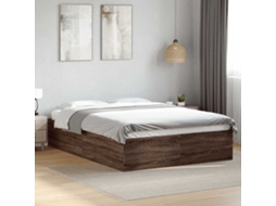 Vidaxl Estrutura De Cama 135x190cm Derivados Madeira Carvalho Castanho