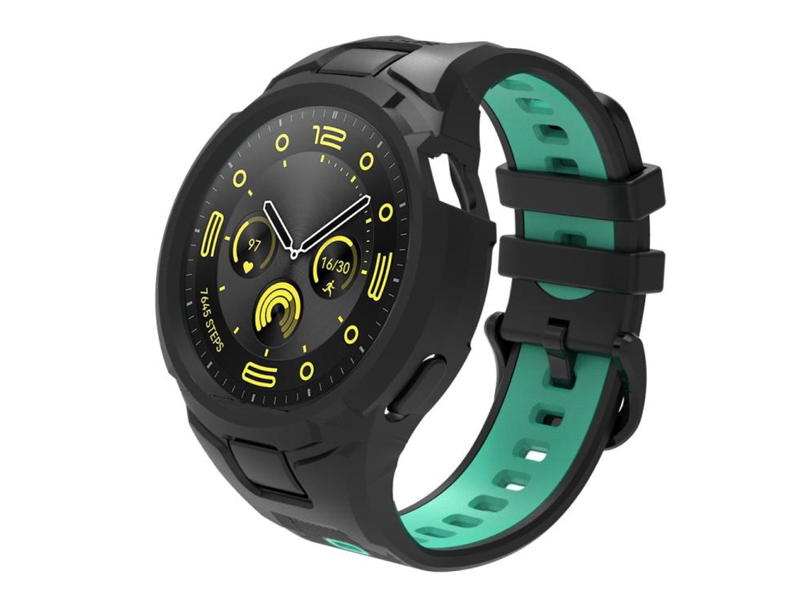 Bracelete para Huawei Watch Gt 5 / 4 / 3 Tpu Integrado Esportivo Preta + Azul petróleo XIAOMOYU (46mm)