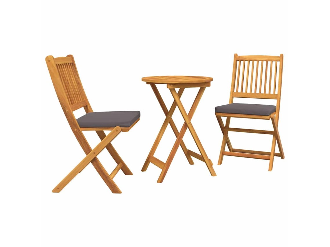 Conjunto 3 Conjunto Bistro De Jardim Vidaxl Castanho Madeira De Acácia Maciça (55 X 55 X 74 Cm)