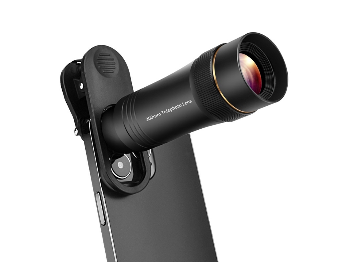 Lente Telefoto De 300 Mm Para Smartphone Com Zoom De 10x E Clipe De Lente Universal (preto)