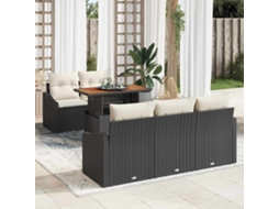 Vidaxl Conjunto De Sofá De Jardim 6 Unid. Preto E Creme