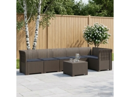 Vidaxl Sofá De Jardim Para 6 Pessoas Com Almofadas Aparência De Rattan