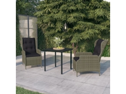 Vidaxl 3 Pcs Conjunto De Jantar Para Jardim Castanho