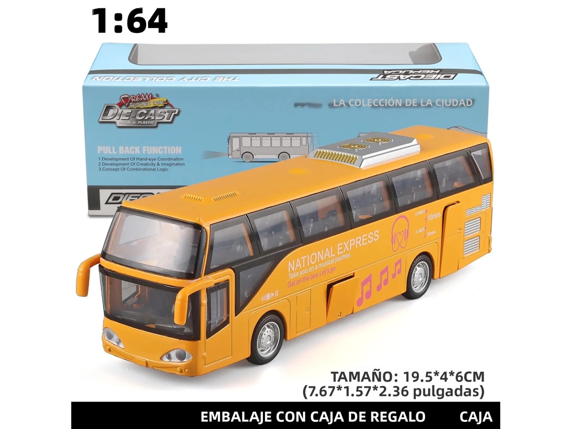 (amarelo) Modelo De Ônibus Infantil Em Metal Fundido Com Funções Interativas De Som E Luz.