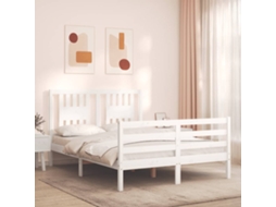 Estrutura De Cama Com Cabeceira 140x200cm Madeira Maciça Branco
