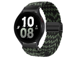 Pulseira Esportiva De Nylon Trançado Com Fecho Magnético Para Huawei Gt6 Gt5 E Samsung Watch7 Padrão W, Preta E Verde
