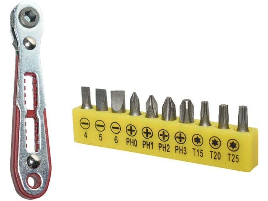 Chave De Dupla Com 1/4", 36 E Cabo Para 10 Bits (chave + Bit).