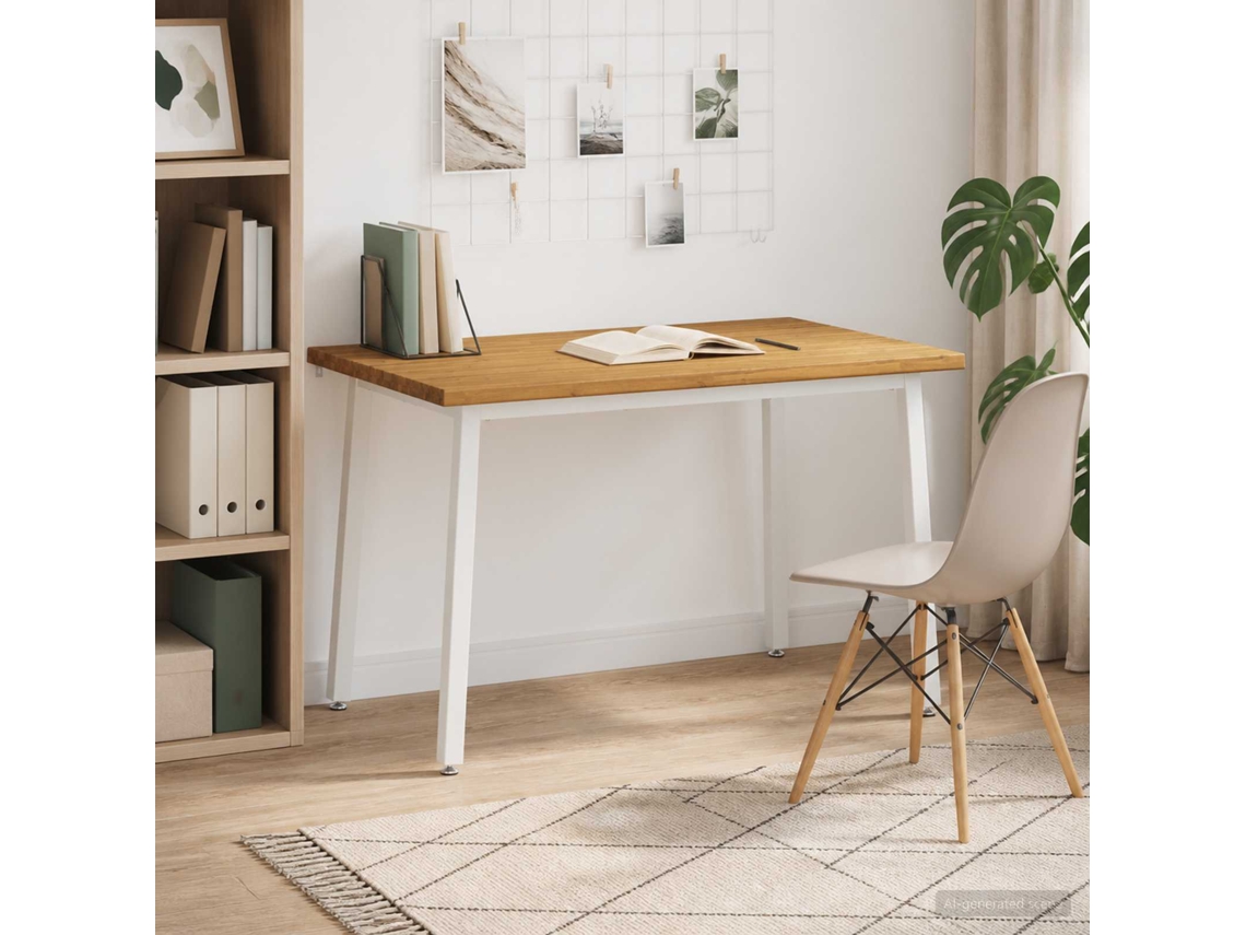 Vidaxl 120 X 70 X 75 Cm Madeira Sólida De Acácia Branco Retangular