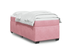 Cama Com Molas/colchão 100x200 Cm Veludo Rosa