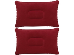 Conjunto de 2 almofadas infláveis cor bordô para viagens ou camping BRILVIBERA